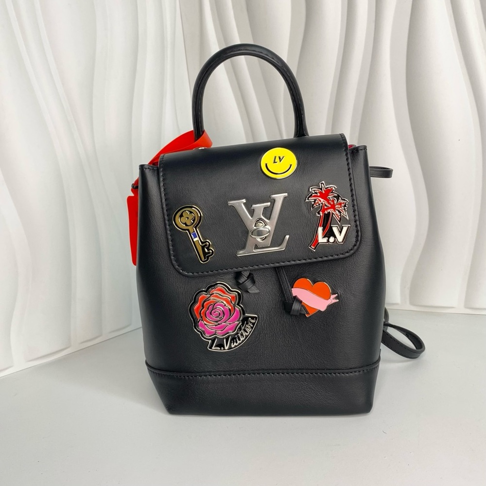 Louis Vuitton Mylockme Handbag Limited Edition Pin Embellished Leather BB Black